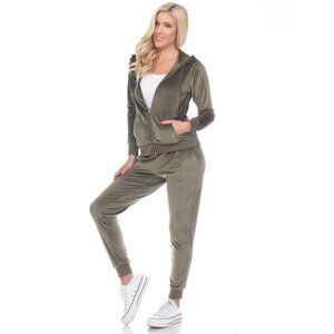 NWOT BLACK BOW Olive Green Velour Lounge Set, 2-Piece